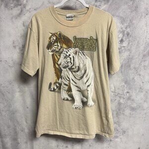 Vintage Siegfried & Roy Tiger T Shirt Mens Large 21x27.5 Tan The Mirage